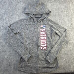 New England Patriots Jacket Womens Small NFL Apparel Gray Solid Full Zip Hooded